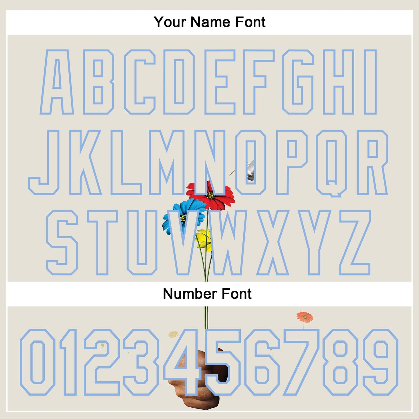 Custom Cream Light Blue 3D Marcel Caram Three Daisies Authentic Baseball Jersey