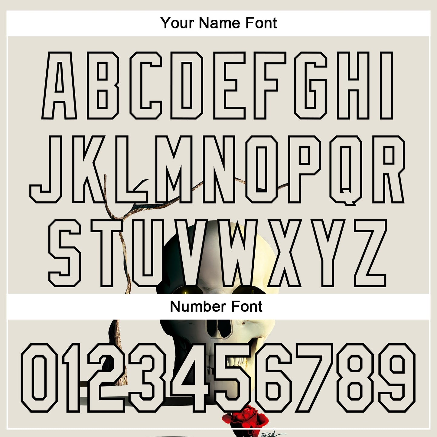 Custom Cream Black 3D Marcel Caram The Skull Authentic Baseball Jersey