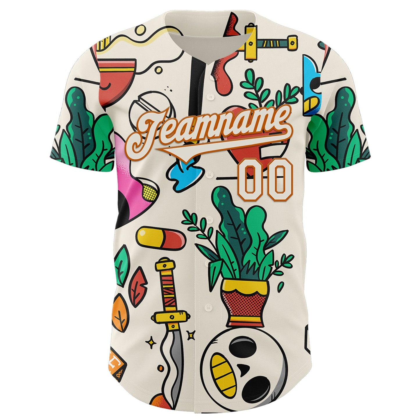 Custom Cream Texas Orange 3D Geo Law Life Balance Authentic Baseball Jersey