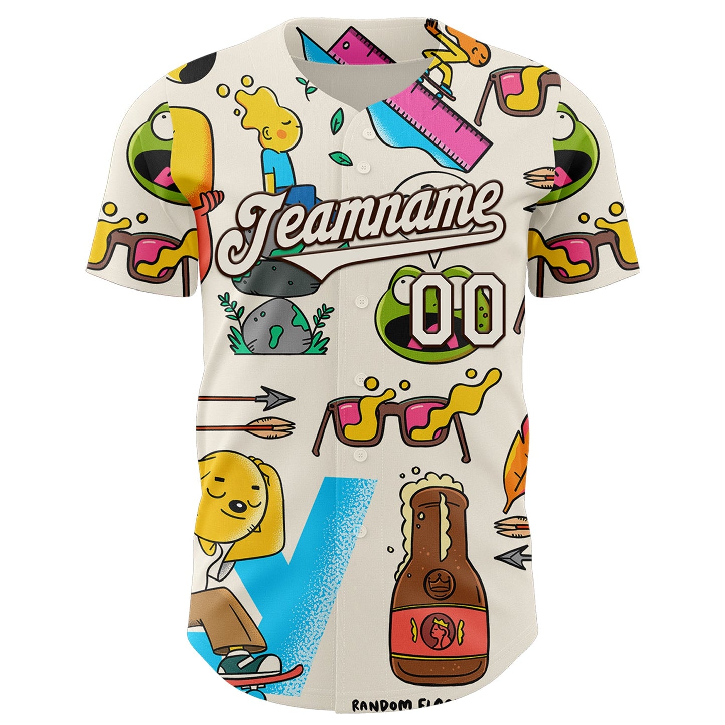 Custom Cream Brown 3D Geo Law Drink N Fly Authentic Baseball Jersey