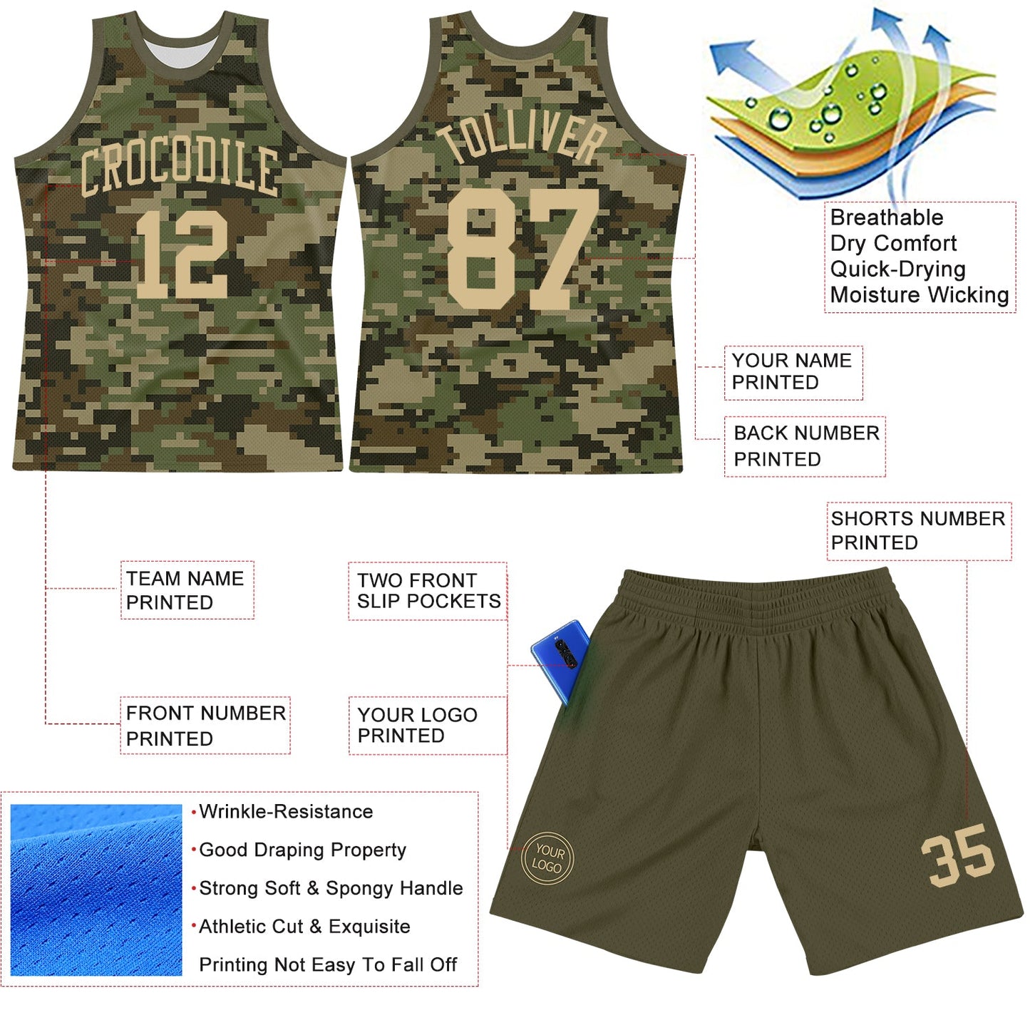 Custom Camo Vegas Gold-Olive Round Neck Sublimation Salute To Service Basketball Suit Jersey