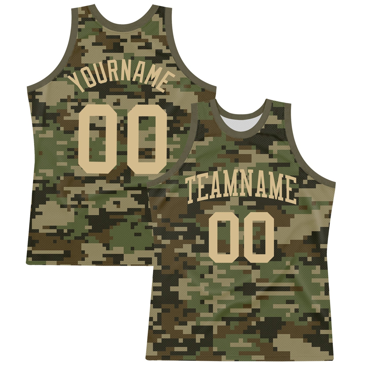 Custom Camo Vegas Gold-Olive Round Neck Sublimation Salute To Service Basketball Suit Jersey