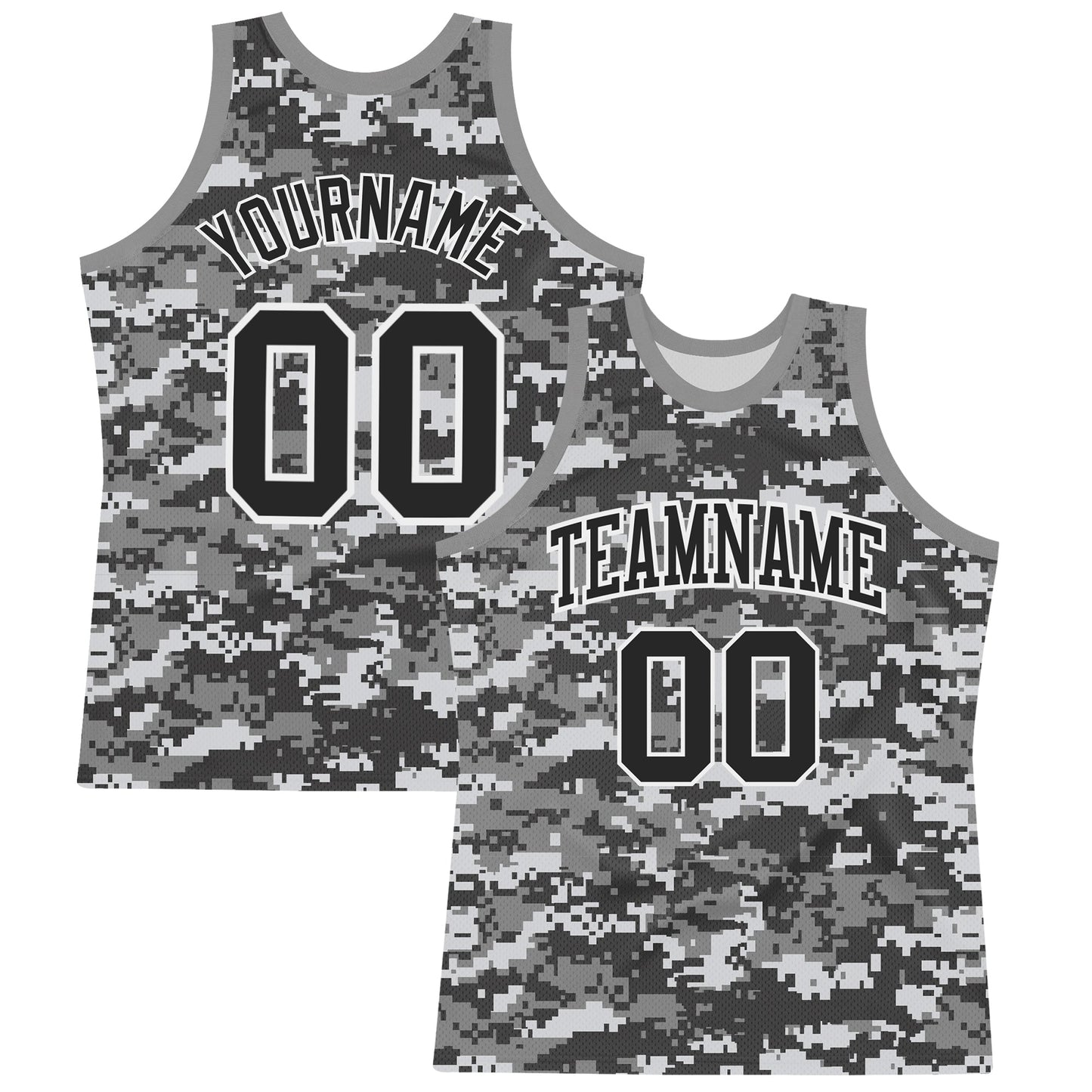 Custom Camo Black-White Round Neck Sublimation Salute To Service Basketball Suit Jersey