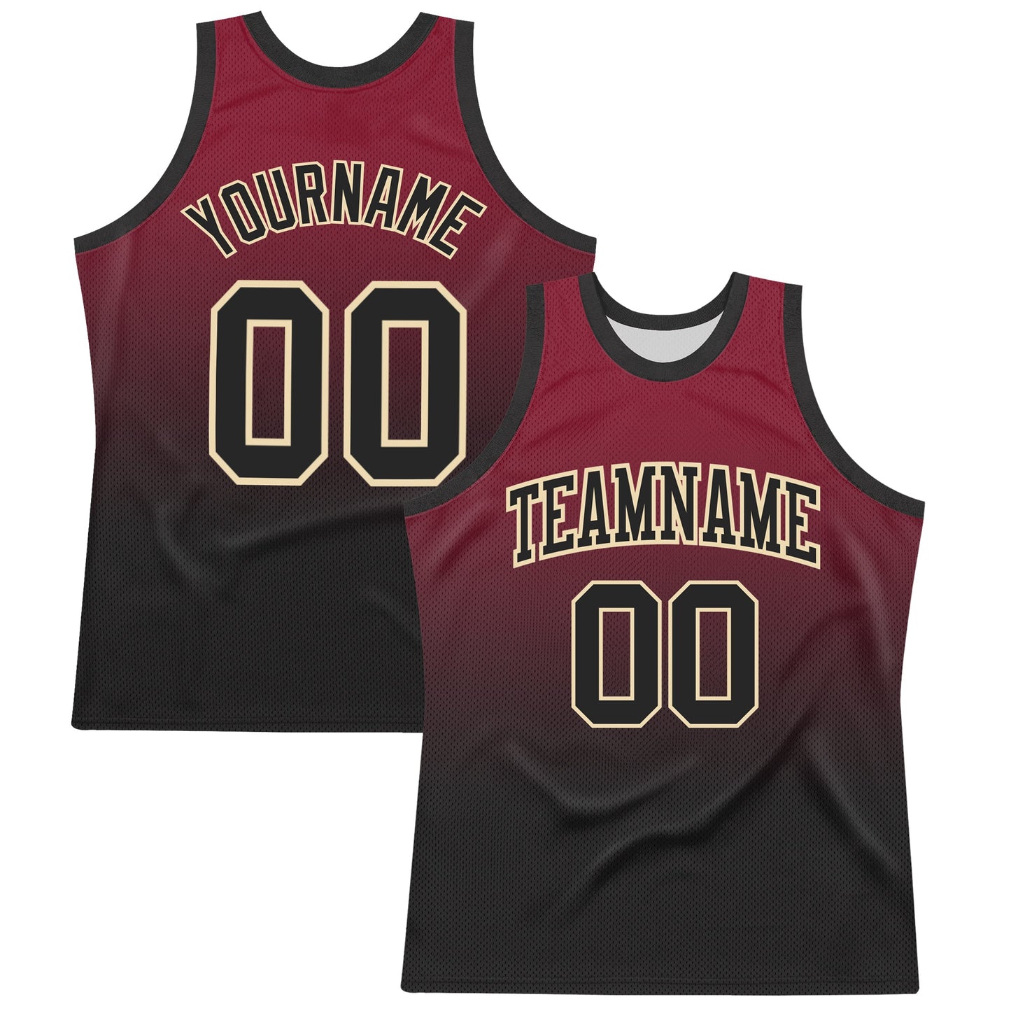 Custom Crimson Black-Cream Fade Fashion Round Neck Sublimation Basketball Suit Jersey