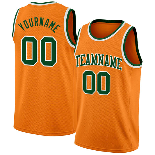 Custom Bay Orange Green-White Authentic Basketball Jersey