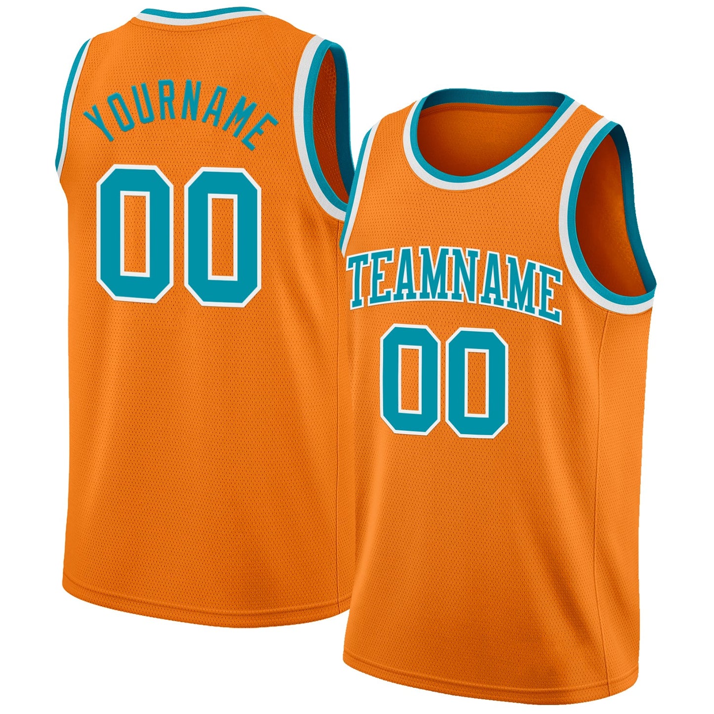 Custom Bay Orange Teal-White Authentic Basketball Jersey