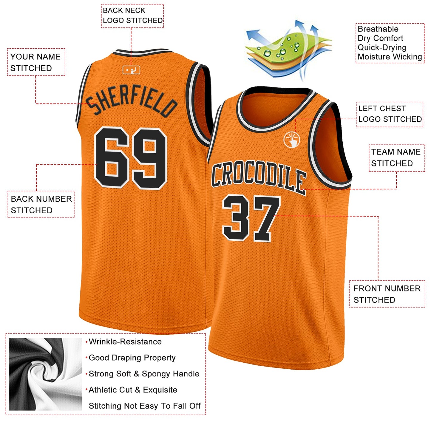 Custom Bay Orange Black-White Authentic Basketball Jersey