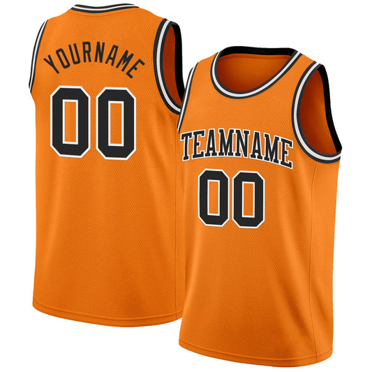 Custom Bay Orange Black-White Authentic Basketball Jersey