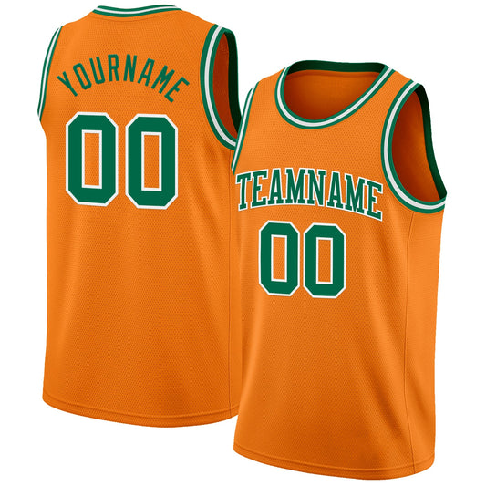 Custom Bay Orange Kelly Green-White Authentic Basketball Jersey