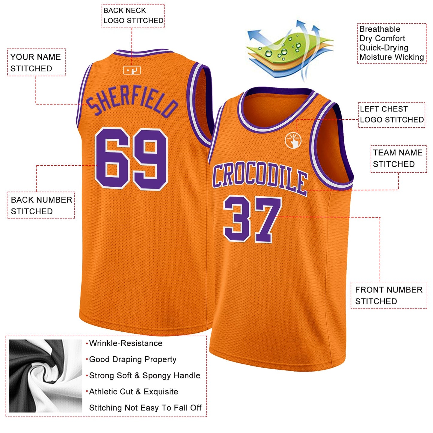 Custom Bay Orange Purple-White Authentic Basketball Jersey