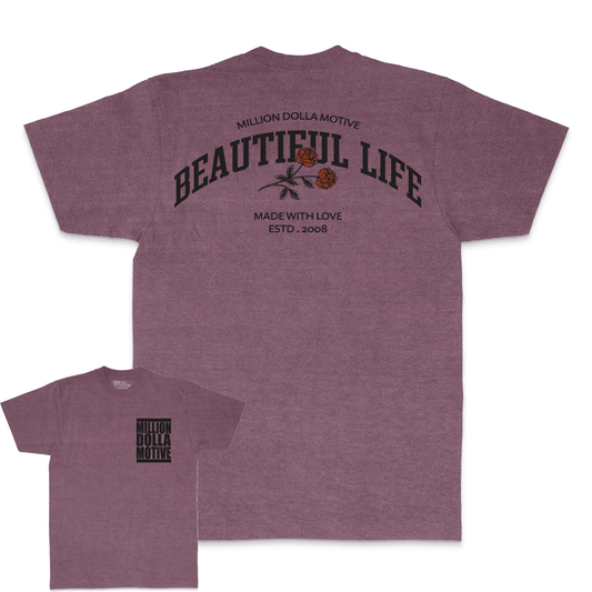 Beautiful Life - Maroon Vintage Dye T-Shirt