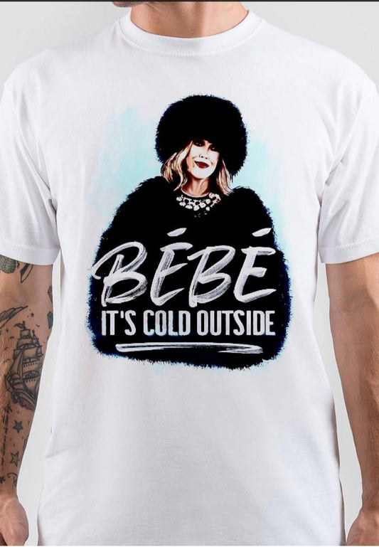 Bebe Itâ€™s Cold Outside White T-Shirt Style001