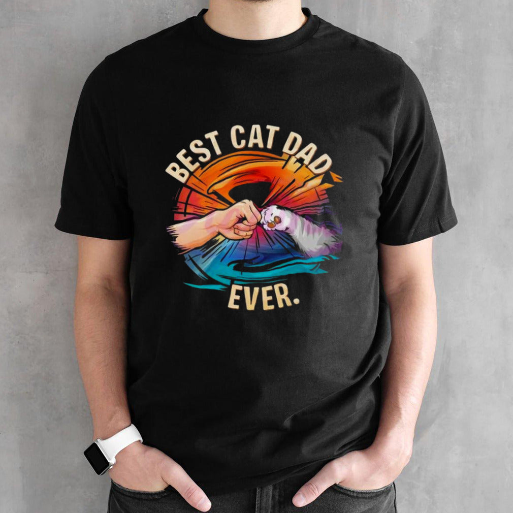 Best Cat Dad Ever Cat Paw Hightfight 2024 T-shirt