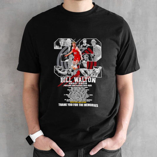 Bill Walton Portland Trail Blazers 1952-2024 Thank You For The Memories Signatures shirt