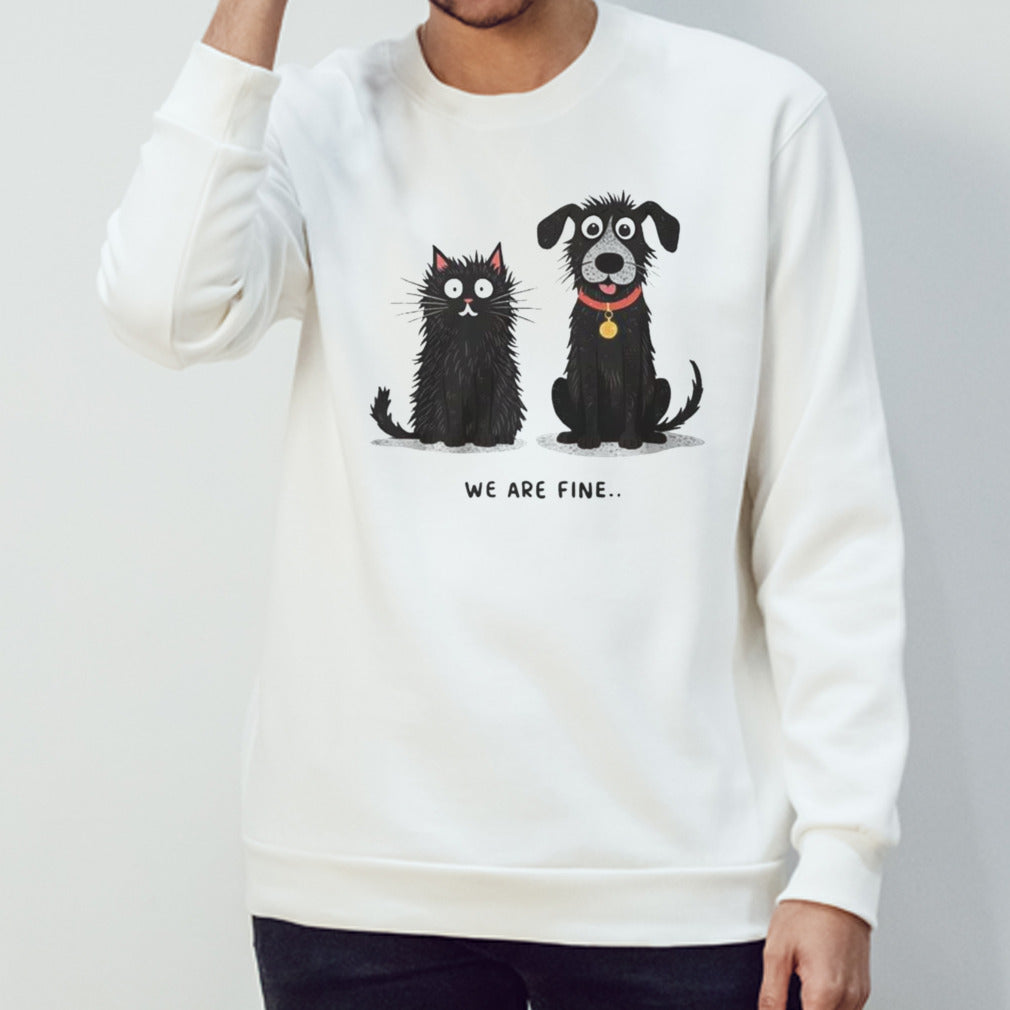 Black Cat And Dog We Are Fine T-shirt