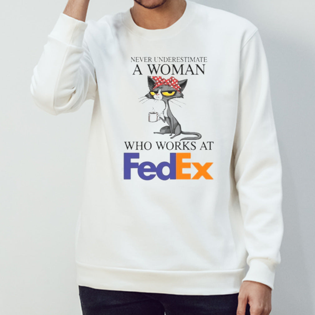 Black Cat Never Underestimate A Woman Who Works At FEDEX Shirt