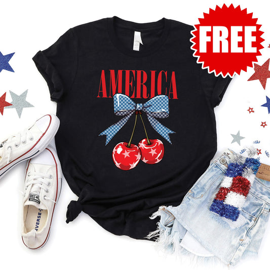 American Cherries Tee - Black - FREE