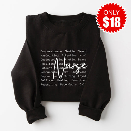 Nurse Words White Sweatshirt - Black - 18