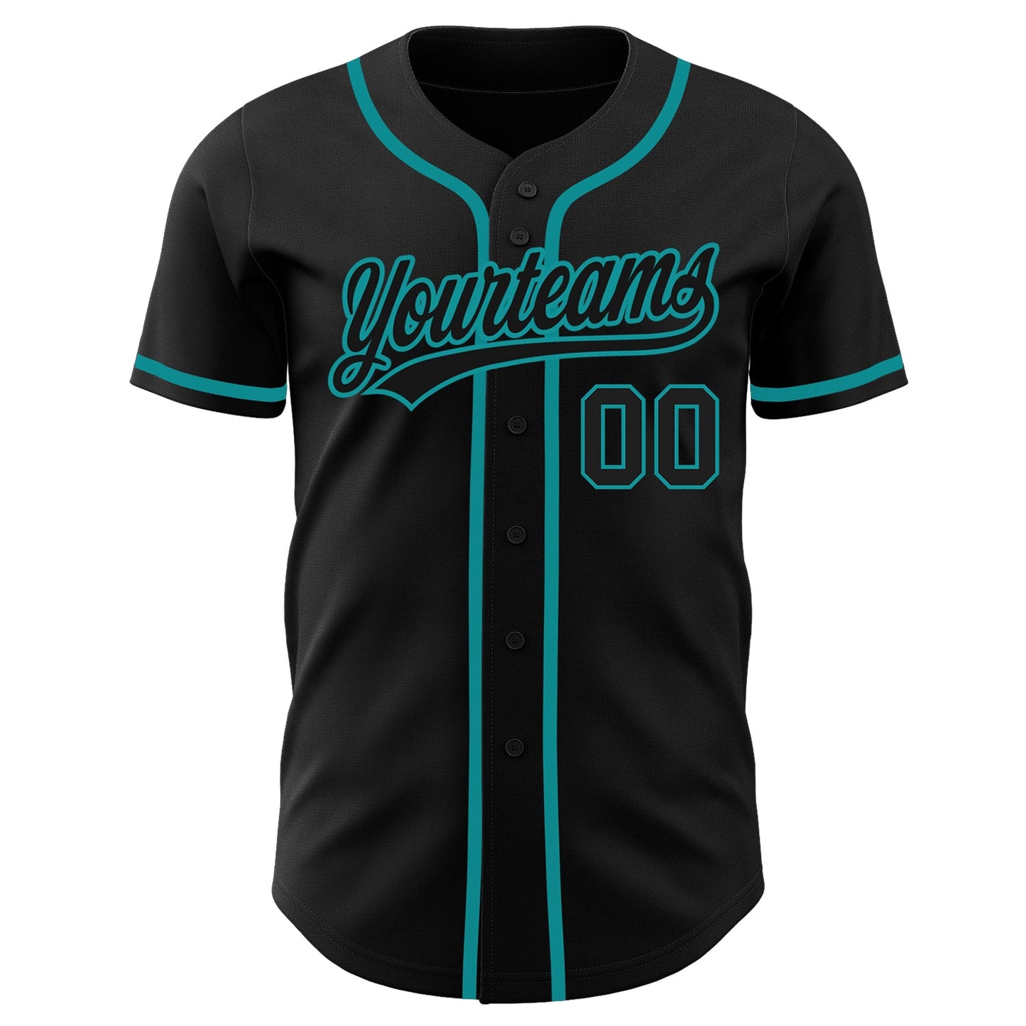 Custom Black Black-Teal Authentic Baseball Jersey