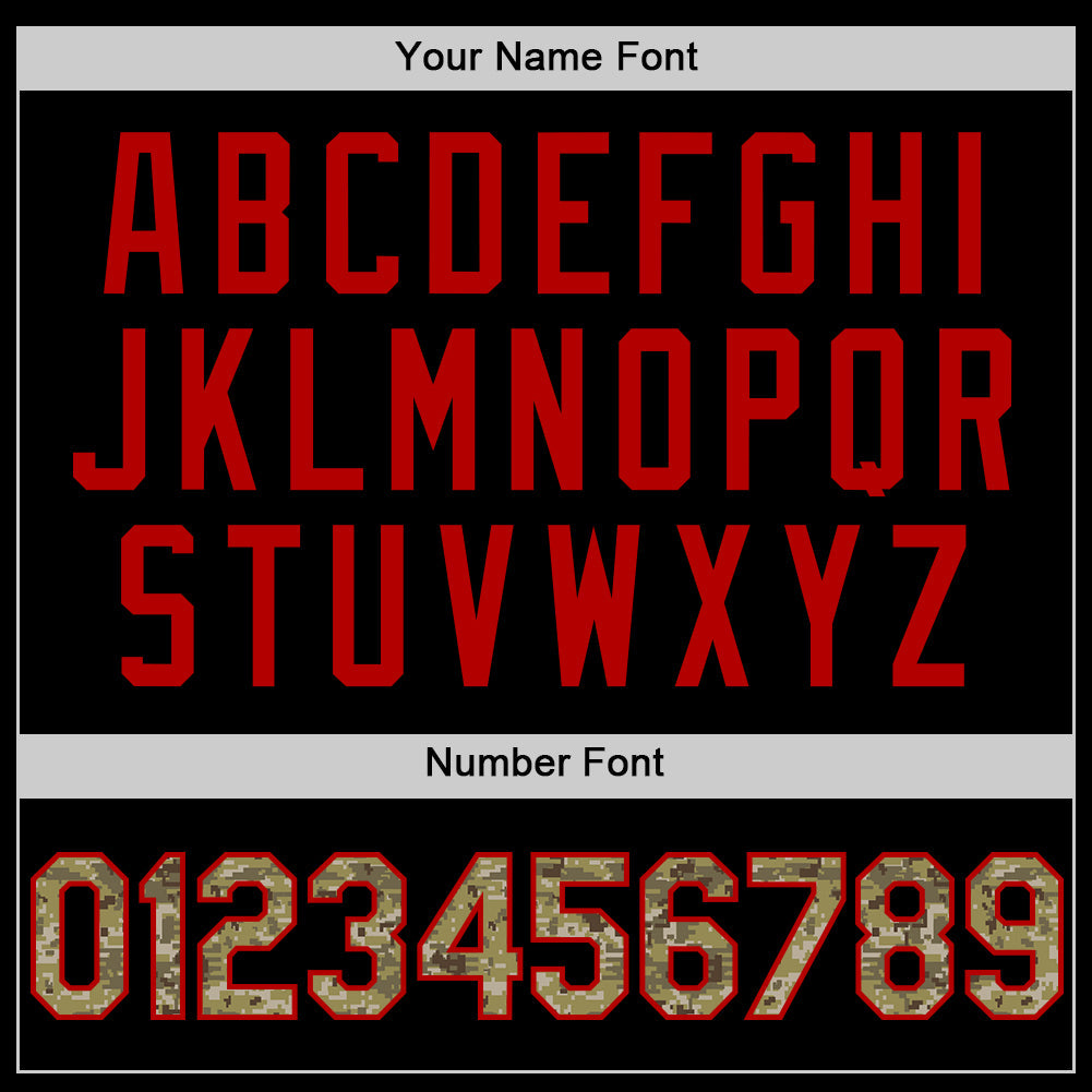 Custom Black Camo-Red Mesh Authentic Throwback Baseball Jersey