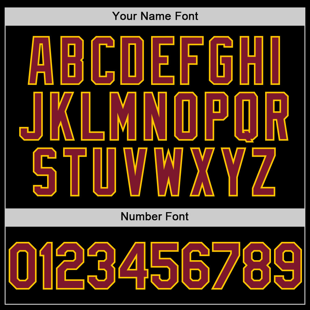 Custom Black Crimson-Yellow Mesh Authentic Throwback Baseball Jersey