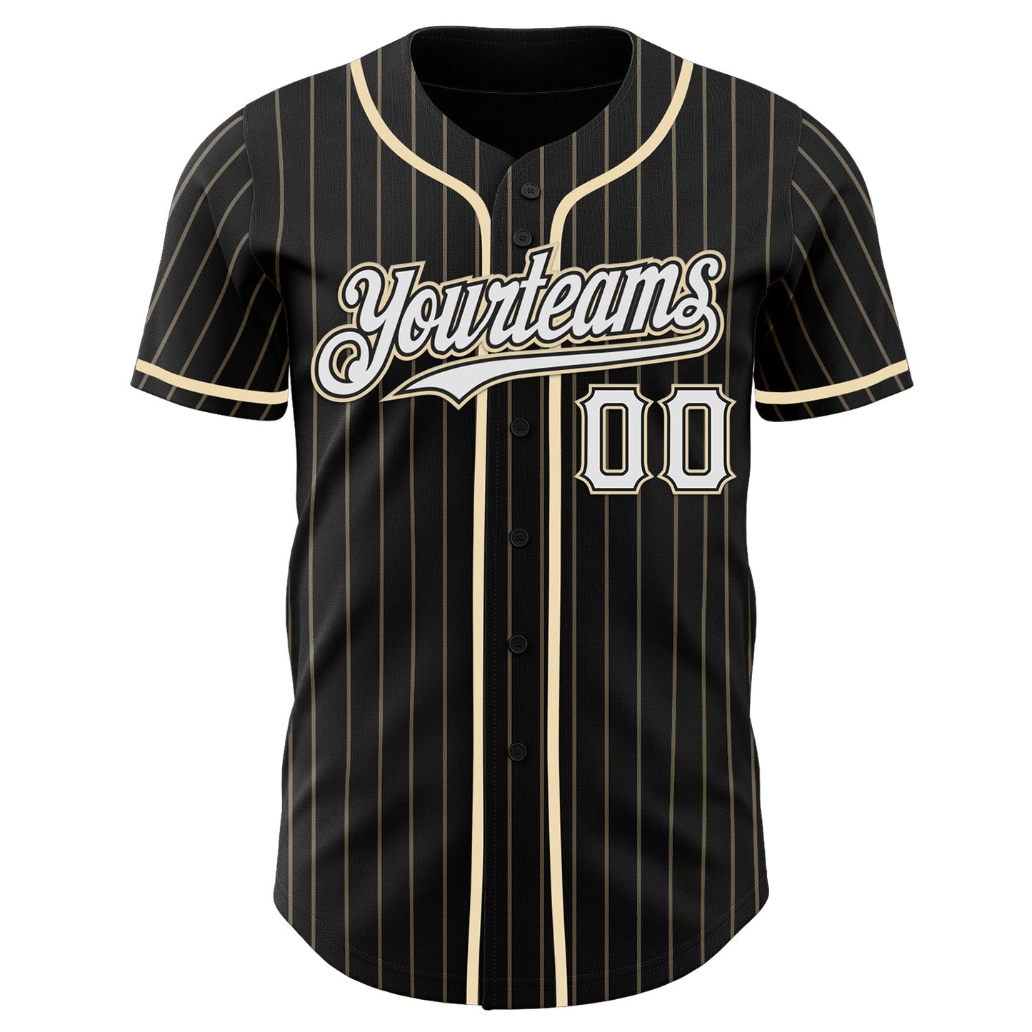 Custom Black Cream Pinstripe White Authentic Baseball Jersey