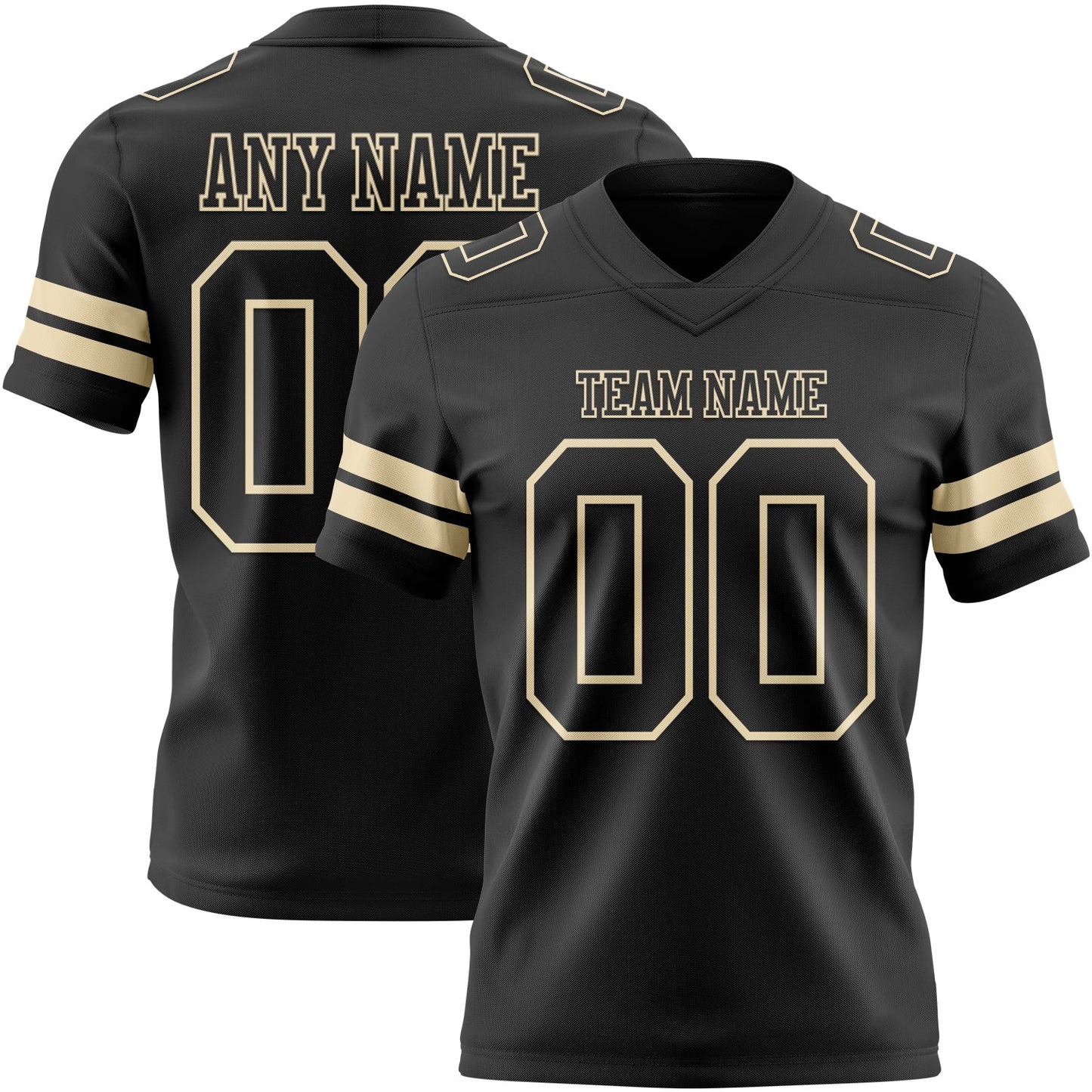Custom Black Cream Authentic Football Jersey