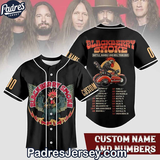 Blackberry Smoke Baseball Jersey Outfit- Rattle, Rattle And Roll Tour 2025 - Padres Jersey Oasis: Elevate Your Baseball Style Game