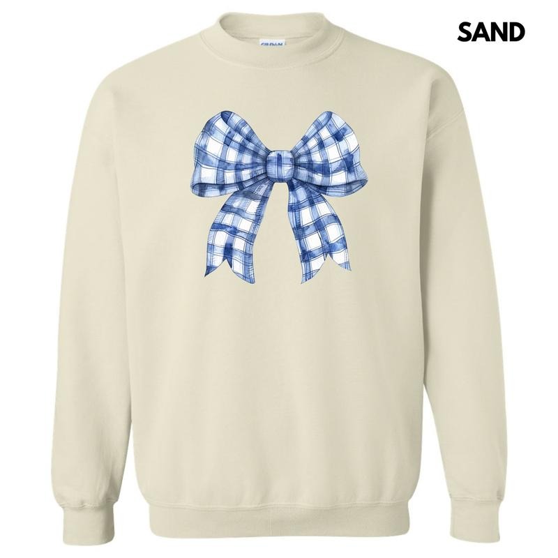 Blue Plaid Big Bow Sweatshirt 'NLB'