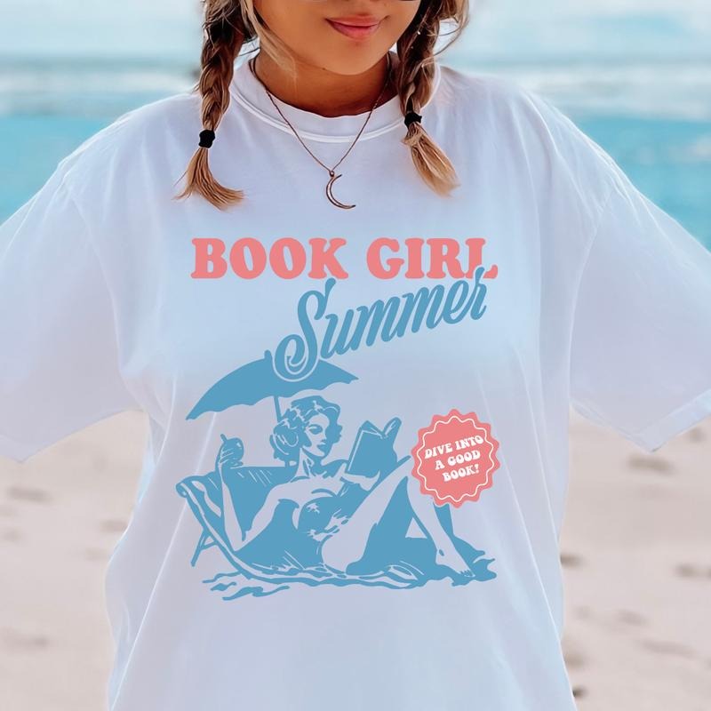 Book Girl Summer Shirt, Book Reading T-shirt, Summer Book T-shirt, Book Lover Shirt, Book Addict Shirt, Funny Reader Shirt, Book Lover Gift,,  Comfort Cotton Womenswear Fabric Top Oversized Underwear Women Tshirt