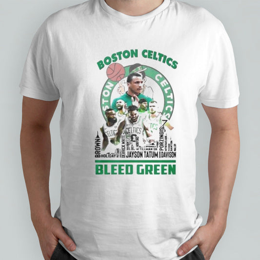 Boston Celtics Skyline Players Name Bleed Green Shirt