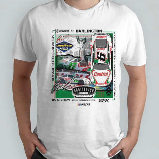 Brad Keselowski Checkered Flag Sports 2024 Goodyear 400 Race Winner T-Shirt