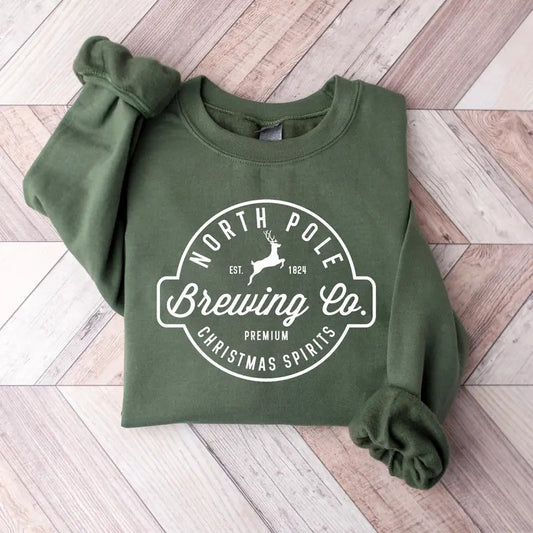 Brewing Co North Pole Sweatshirt, Christmas Sweatshirt, Xmas Christmas Crewneck, Holiday Sweatshirt, Winter Sweatshirt, Christmas Sweater, Winter Holiday, Xmas Christmas Gift Shirt