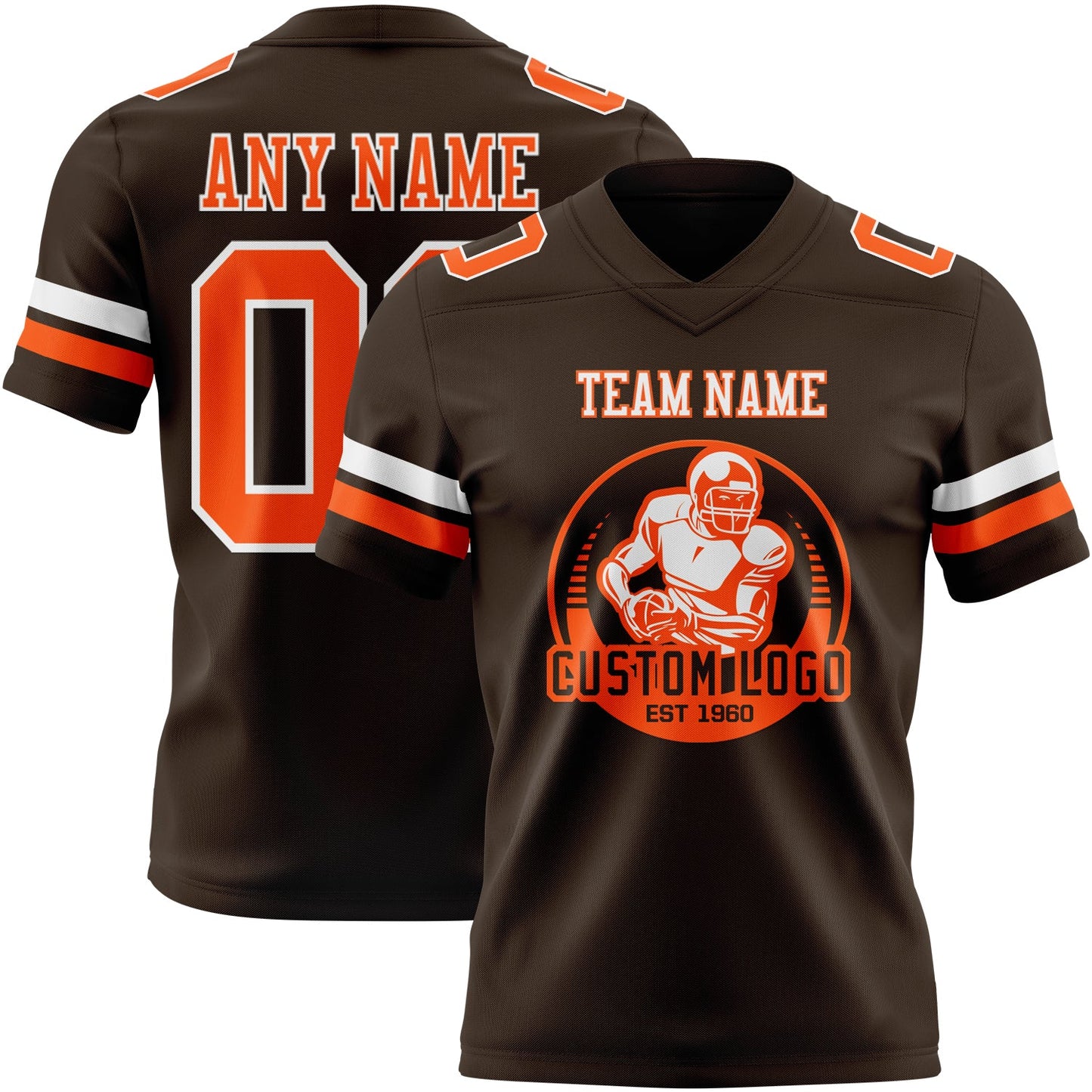 Custom Brown Orange-White Authentic Football Jersey