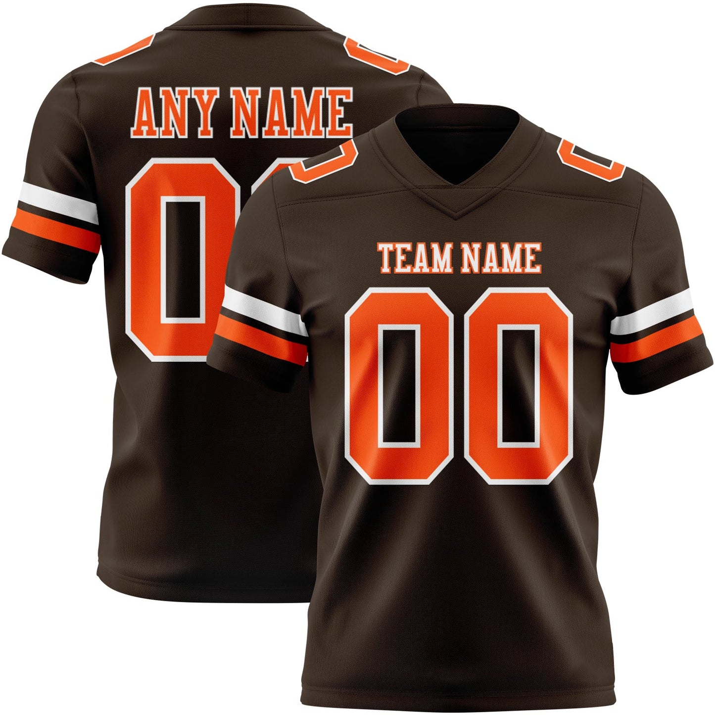 Custom Brown Orange-White Authentic Football Jersey