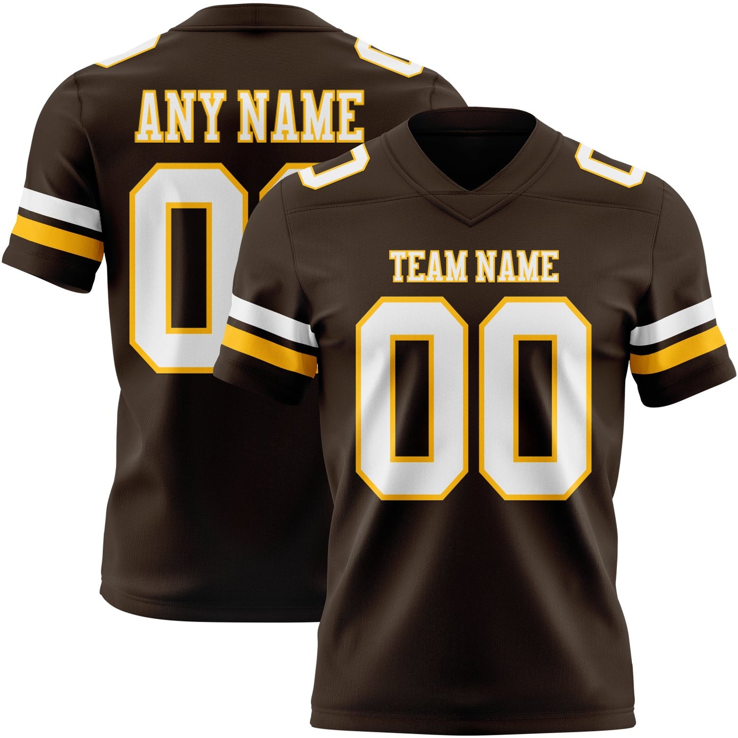 Custom Brown White-Gold Authentic Football Jersey