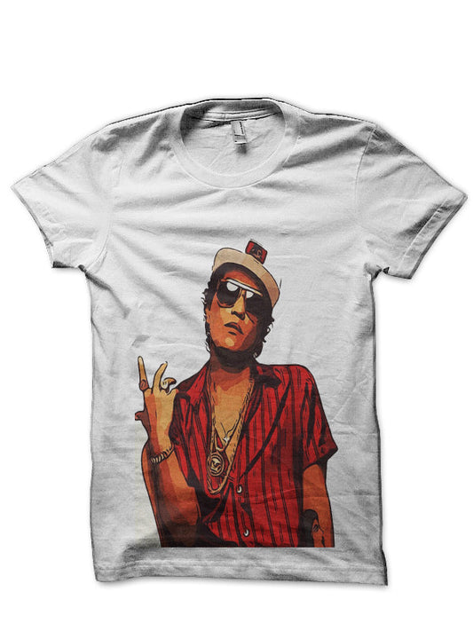 Bruno Mars White T-Shirt Style001
