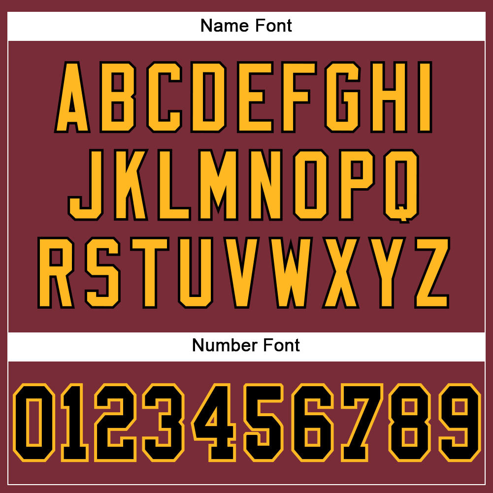 Custom Burgundy Black-Gold Mesh Authentic Football Jersey