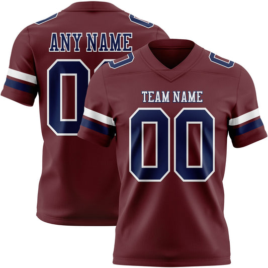 Custom Burgundy Navy-White Authentic Football Jersey