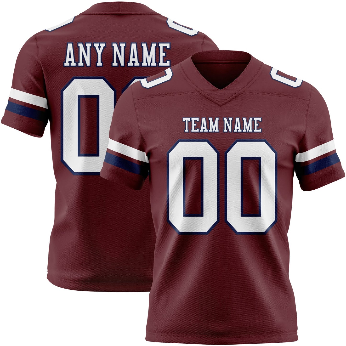 Custom Burgundy White-Navy Authentic Football Jersey
