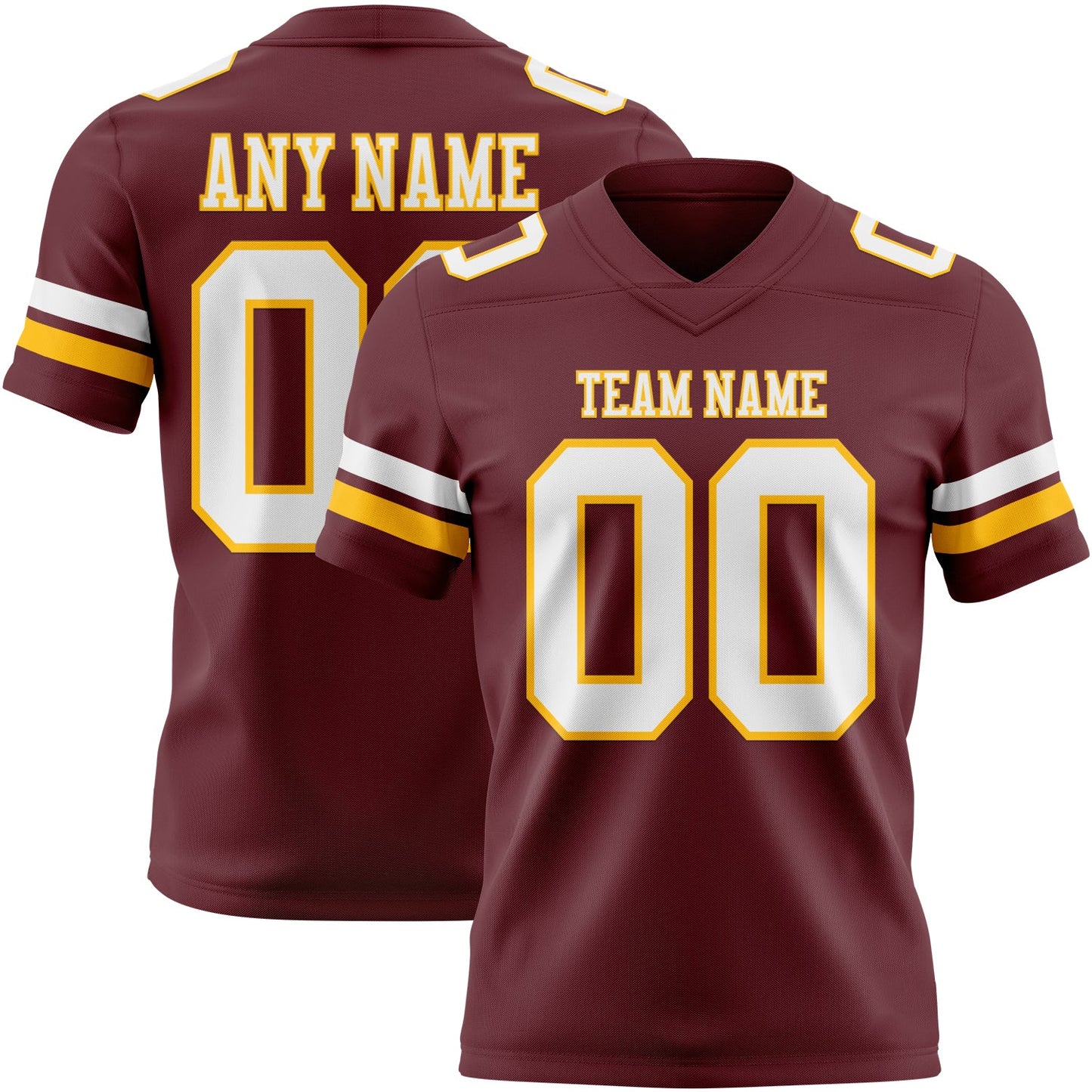 Custom Burgundy White-Gold Authentic Football Jersey