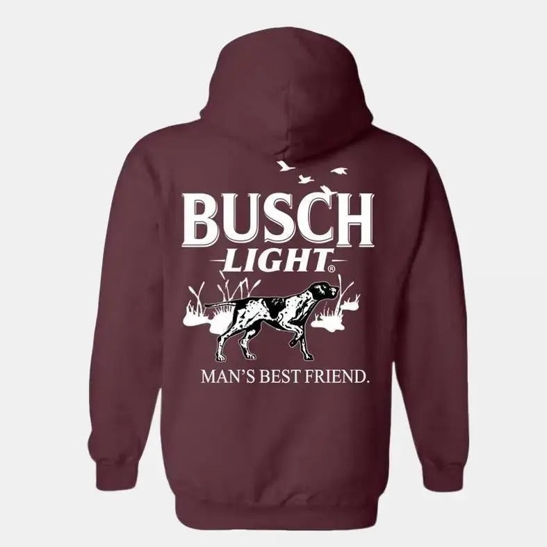Busch Light Hoodie - Man's Best Friend Design Featuring Hunting Dog and Nature Graphics, Perfect for Beer Lovers and Outdoor Enthusiasts, Unisex Hoodie for Cozy Comfort and Outdoor Spirit Menswear Sweaters