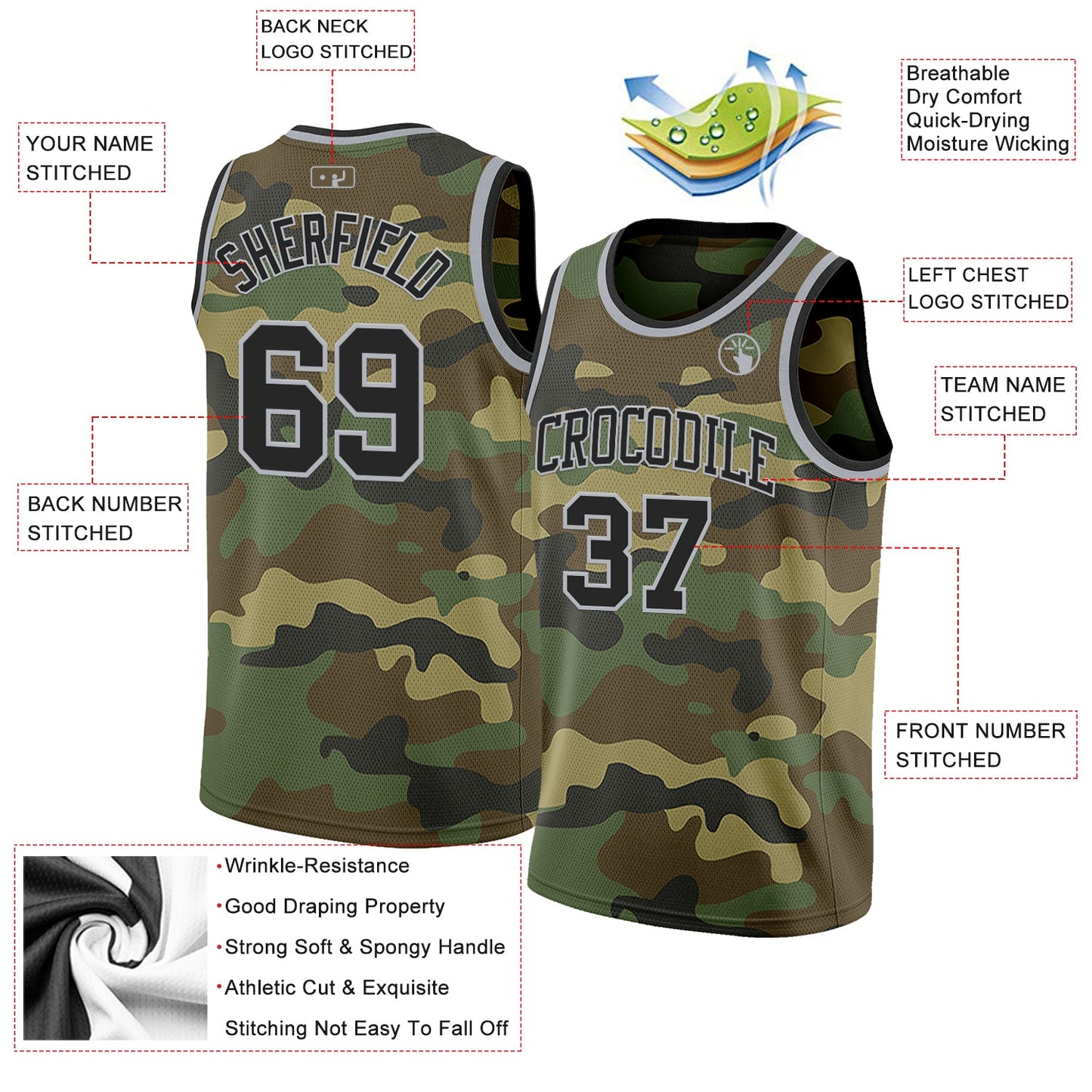 Custom Camo Black-Gray Authentic Salute To Service Basketball Jersey
