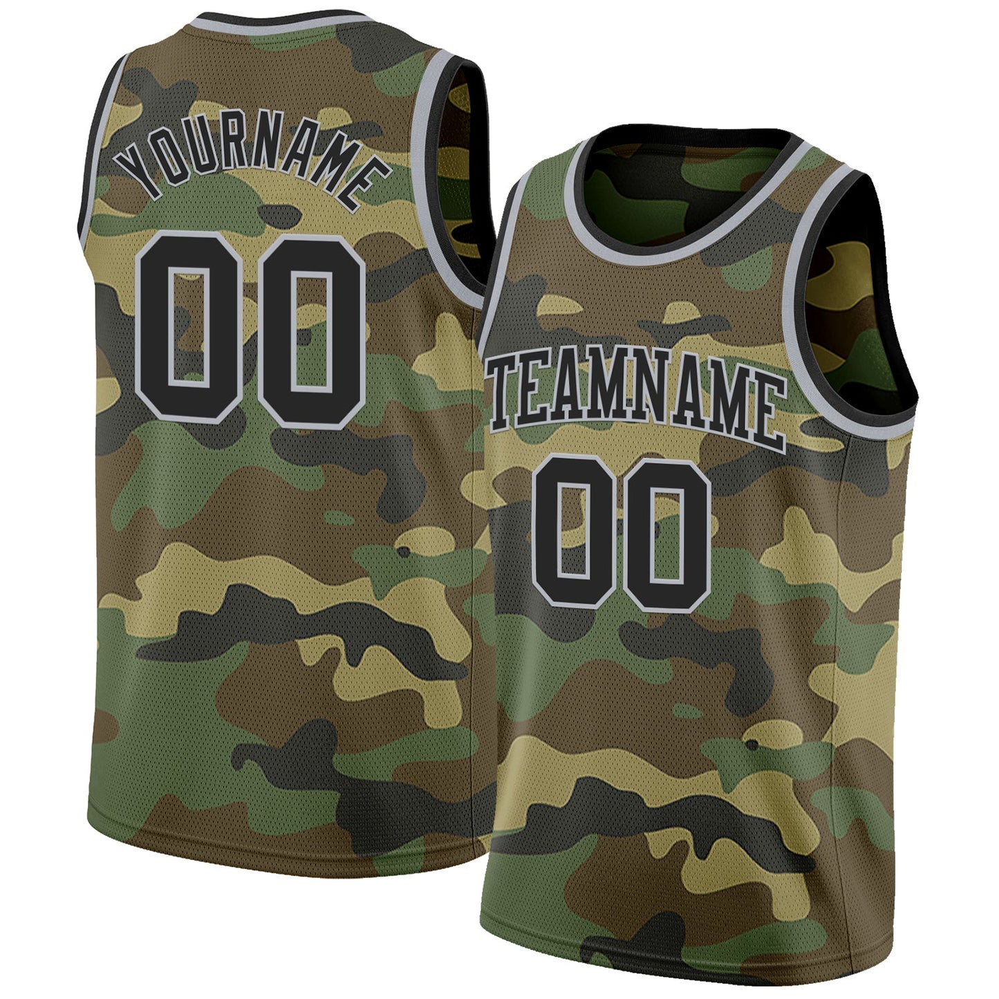 Custom Camo Black-Gray Authentic Salute To Service Basketball Jersey
