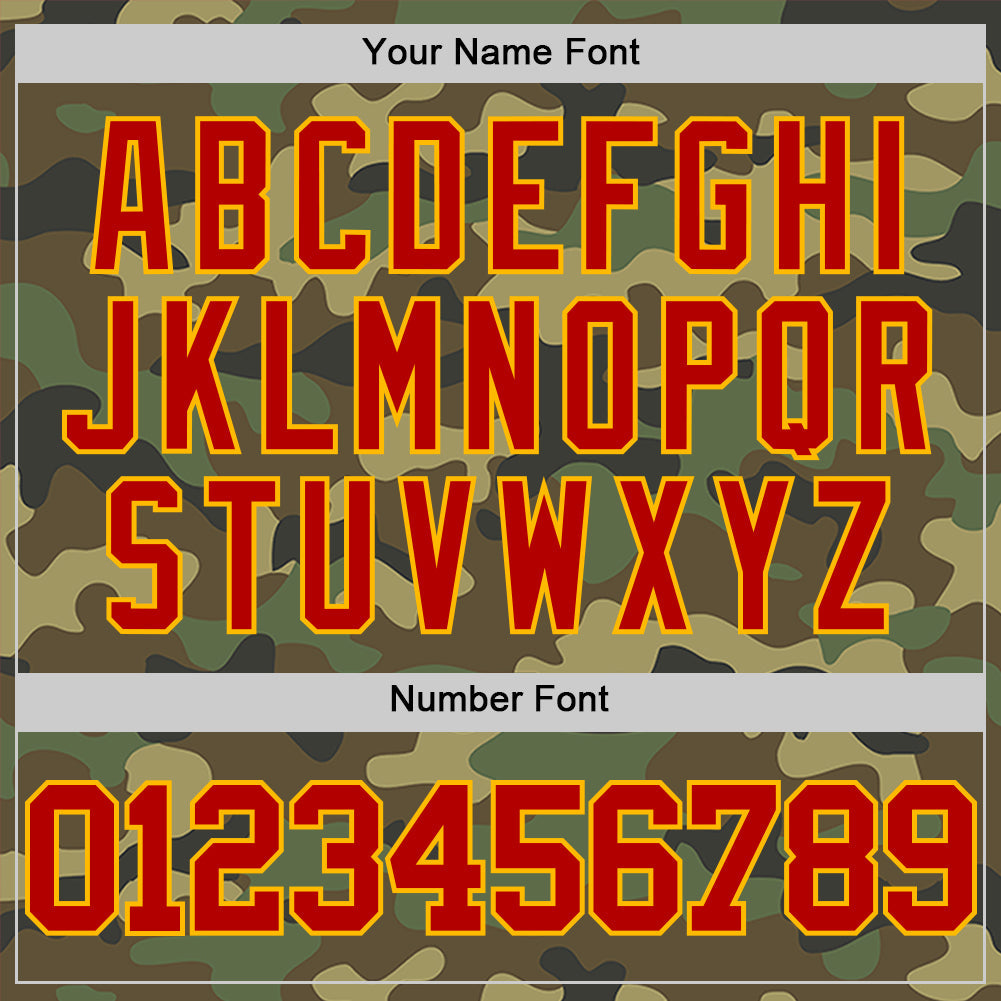 Custom Camo Red-Gold Authentic Salute To Service Basketball Jersey