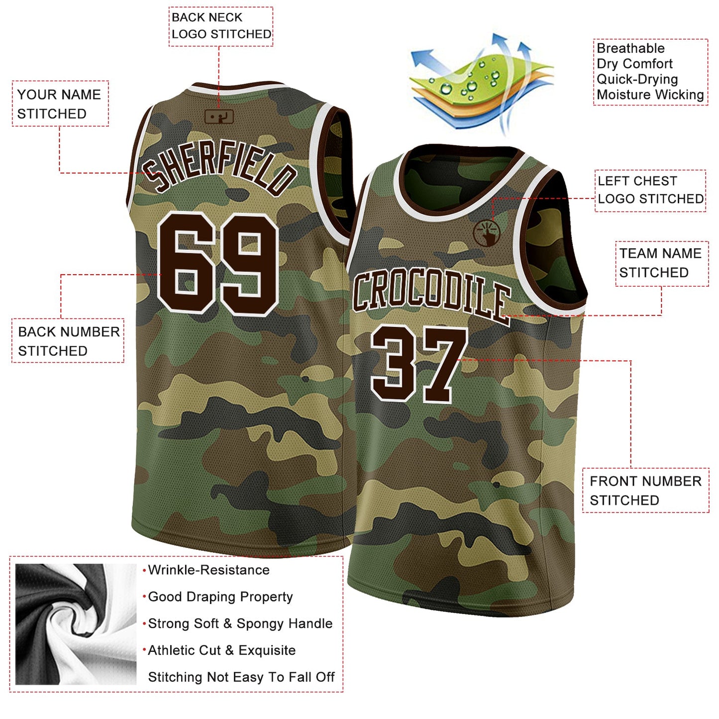 Custom Camo Brown-White Authentic Salute To Service Basketball Jersey