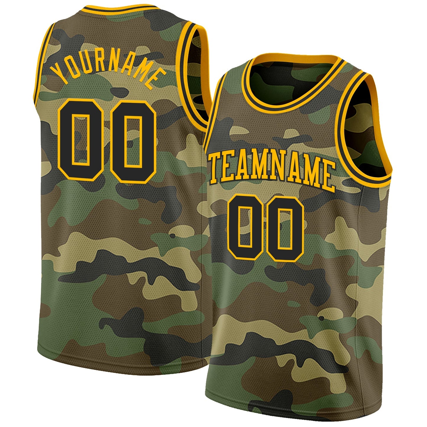 Custom Camo Black-Gold Authentic Salute To Service Basketball Jersey