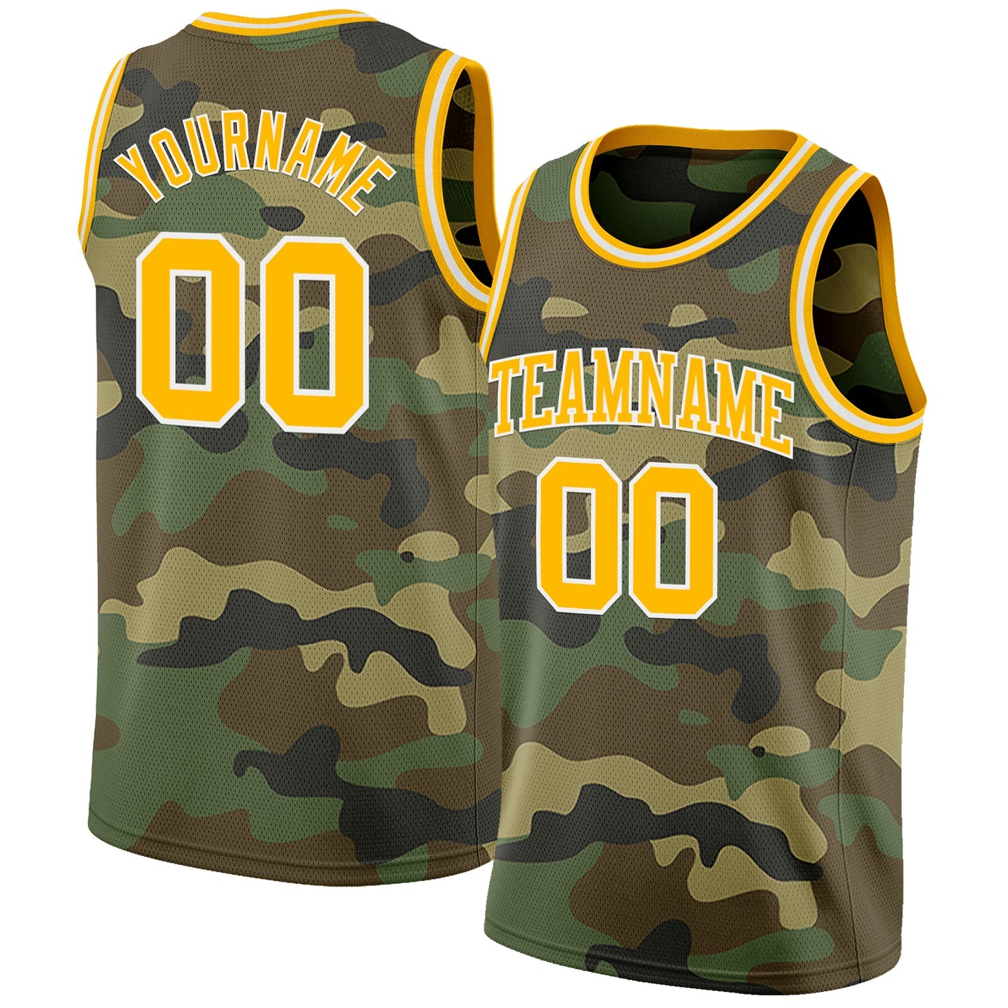 Custom Camo Gold-White Authentic Salute To Service Basketball Jersey
