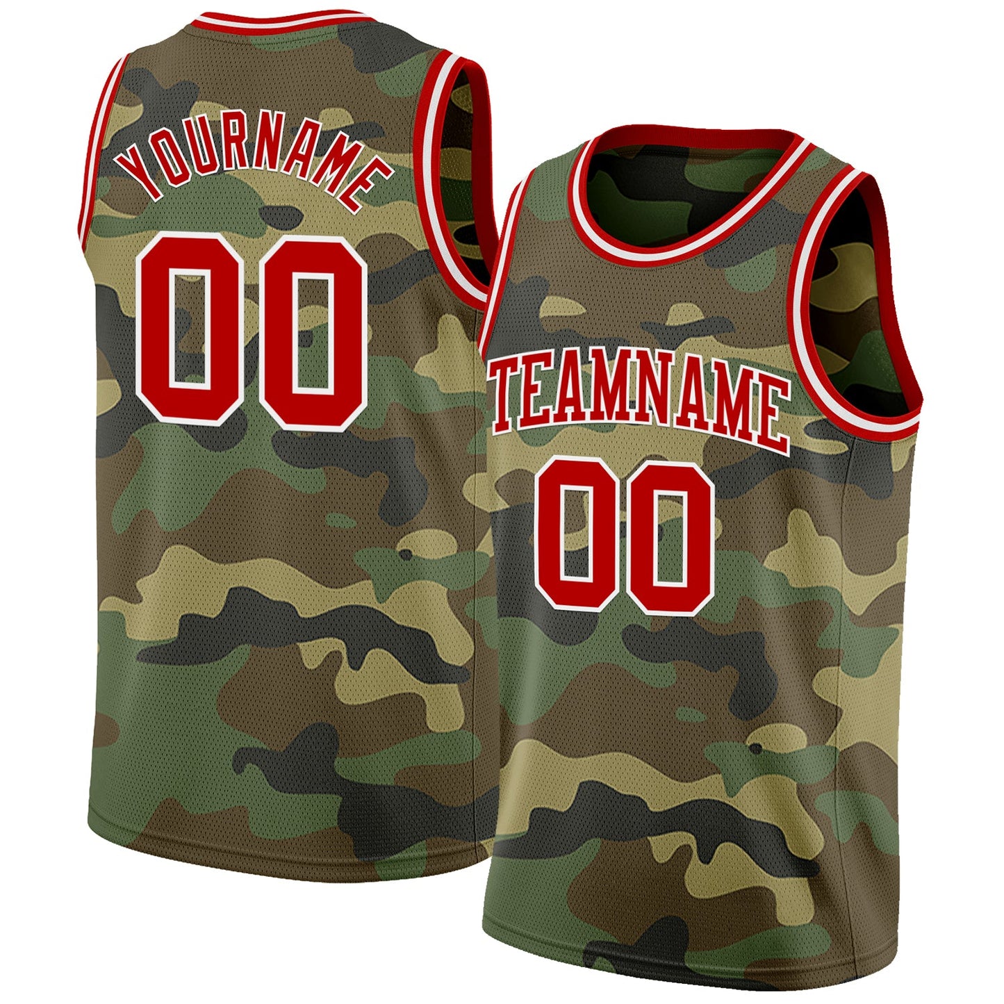 Custom Camo Red-White Authentic Salute To Service Basketball Jersey