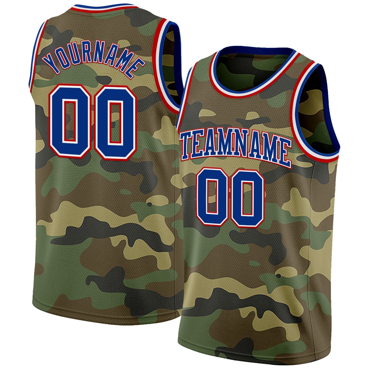 Custom Camo Royal White-Red Authentic Salute To Service Basketball Jersey